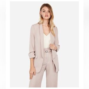 Express ruched sleeve boyfriend blazer